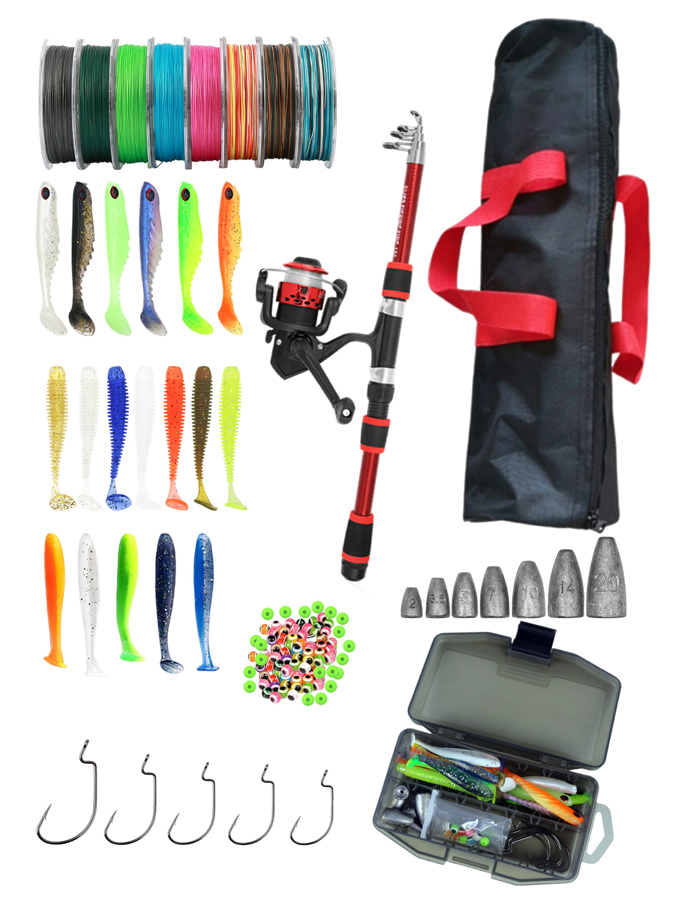Fishing Lure Spinner - Fishing Rod Reel Combos Collapsible Fishing