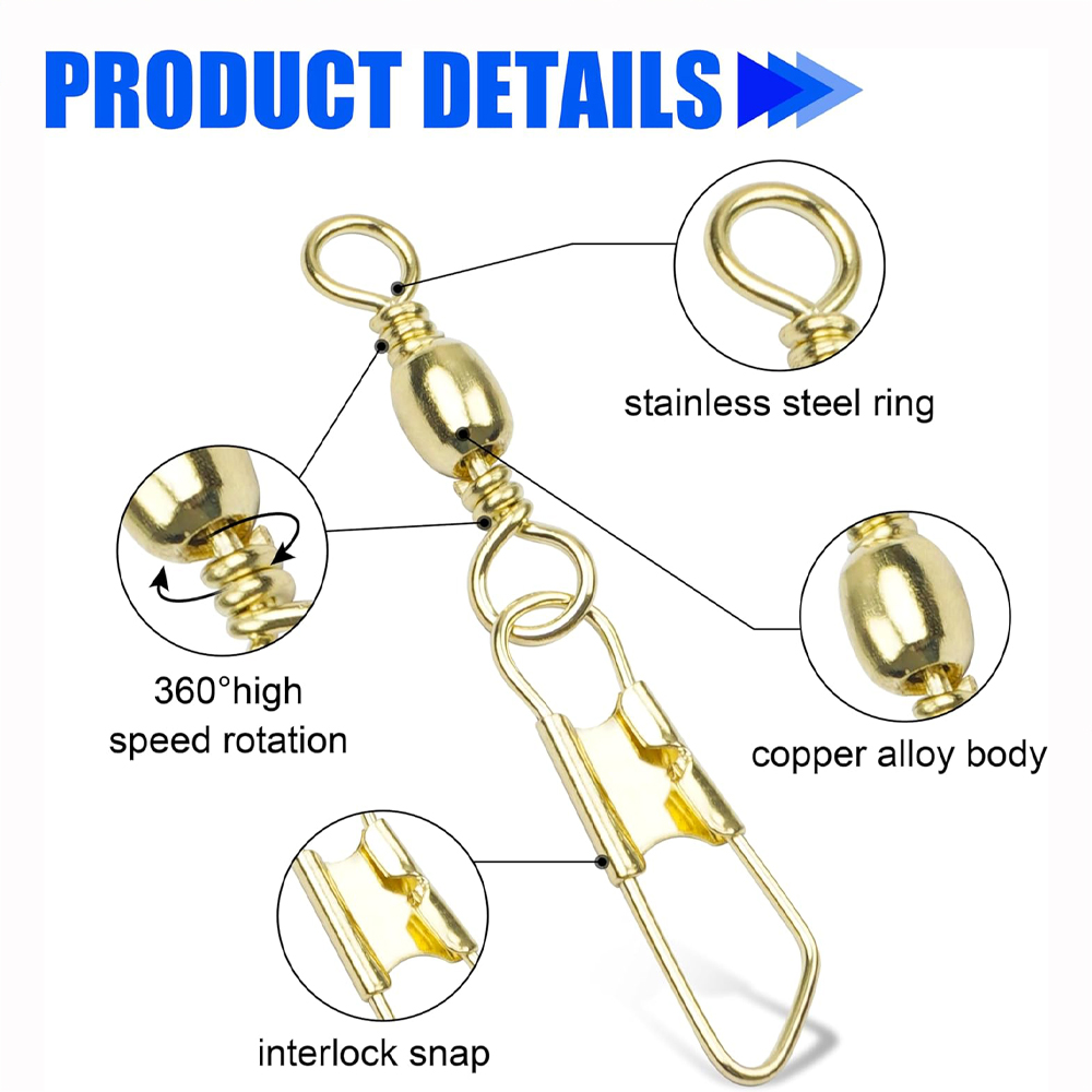 50Pcs Gold Fishing Barrel Swiv - Fishing Lure Accessories avaliação e preço