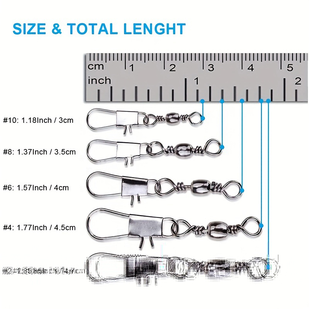 100Pcs/Lot 4#6#8#10#12# Swivel - Fishing Lure Accessories avaliação e preço