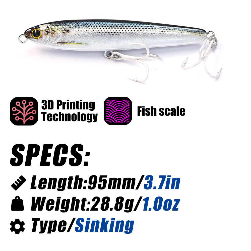 B&U Sinking Pencil Fishing Lur - Fishing Lure Jerkbait avaliação e preço