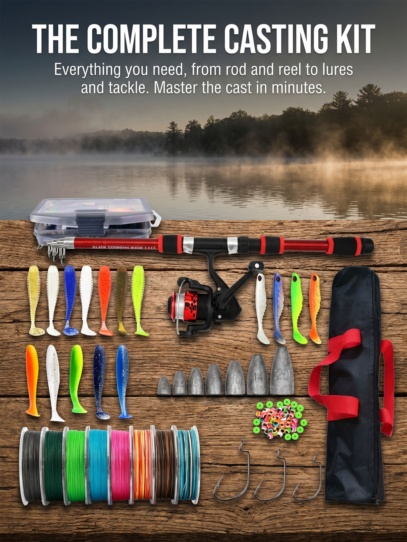 Fishing Rod Reel Combos Collap - Fishing Lure Spinner avaliação e preço