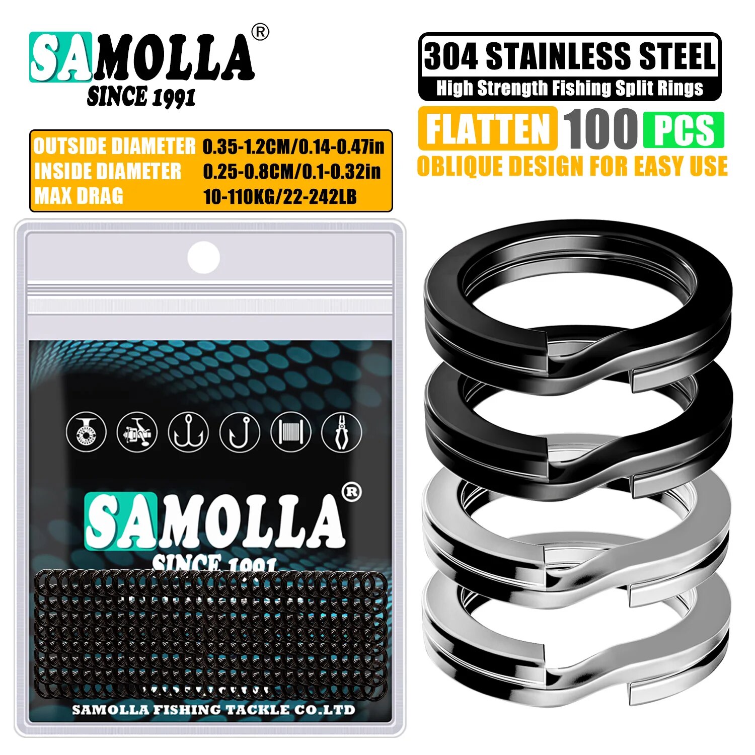 100pcs Fishing Split Rings Sta - Fishing Lure Making Kit avaliação e preço