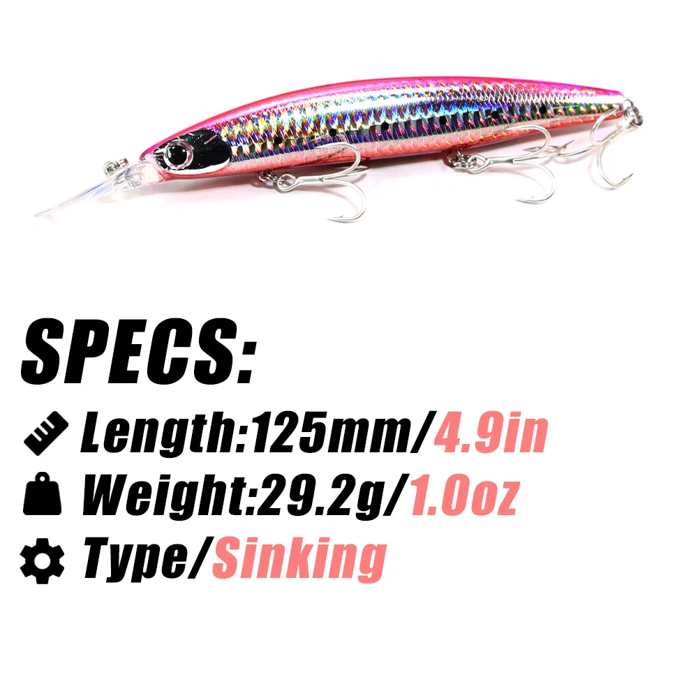 B&U 125mm Sinking Minnow Sea F - Fishing Lure Jerkbait avaliação e preço
